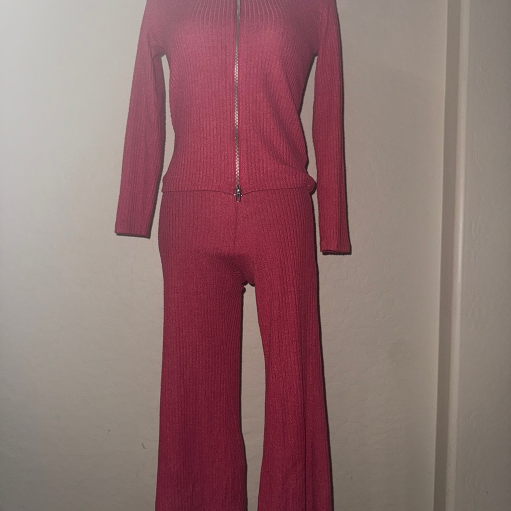 Youth Hot Pink Ribbed Lounge Set